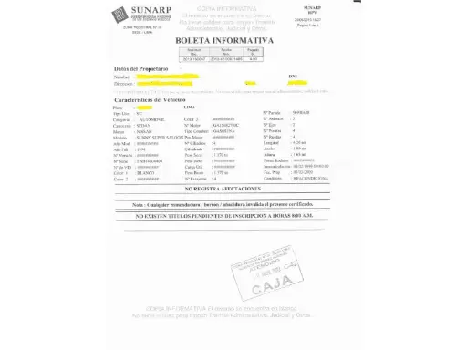 Copia informativa de gravámen